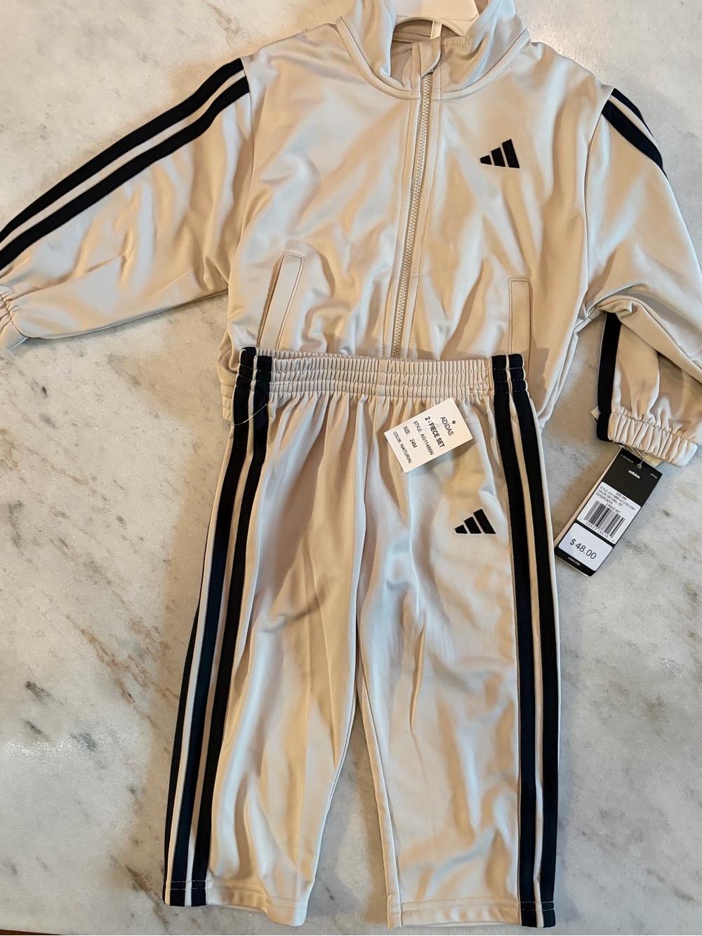 adidas Kids Cream Joggers with Black Side Stripes